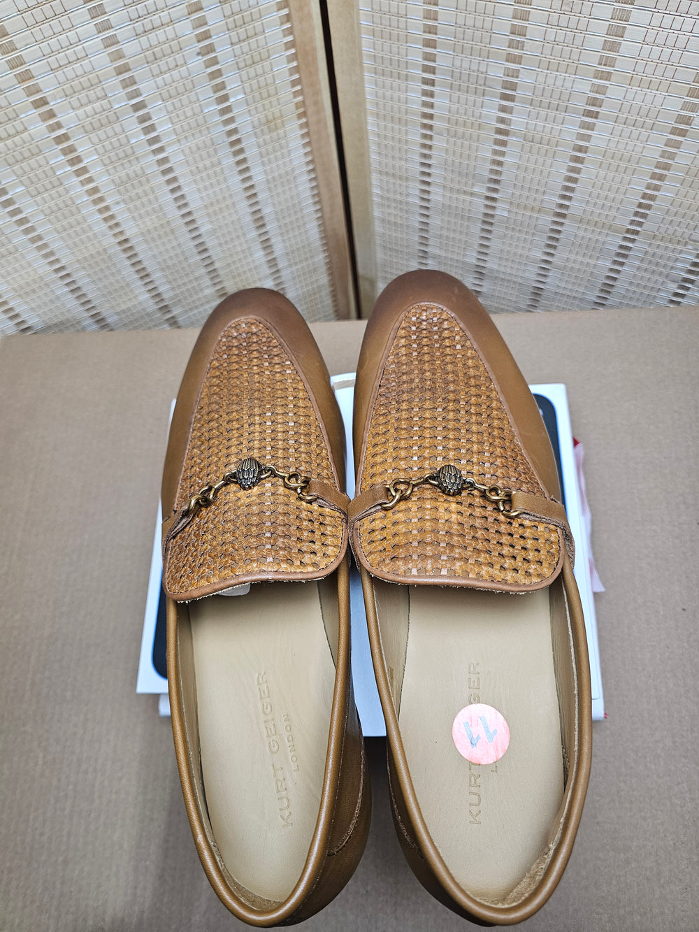 Kurt Geiger London Ali Woven Bit Loafers Men's Brown Leather US 11 EU 45 Portuga