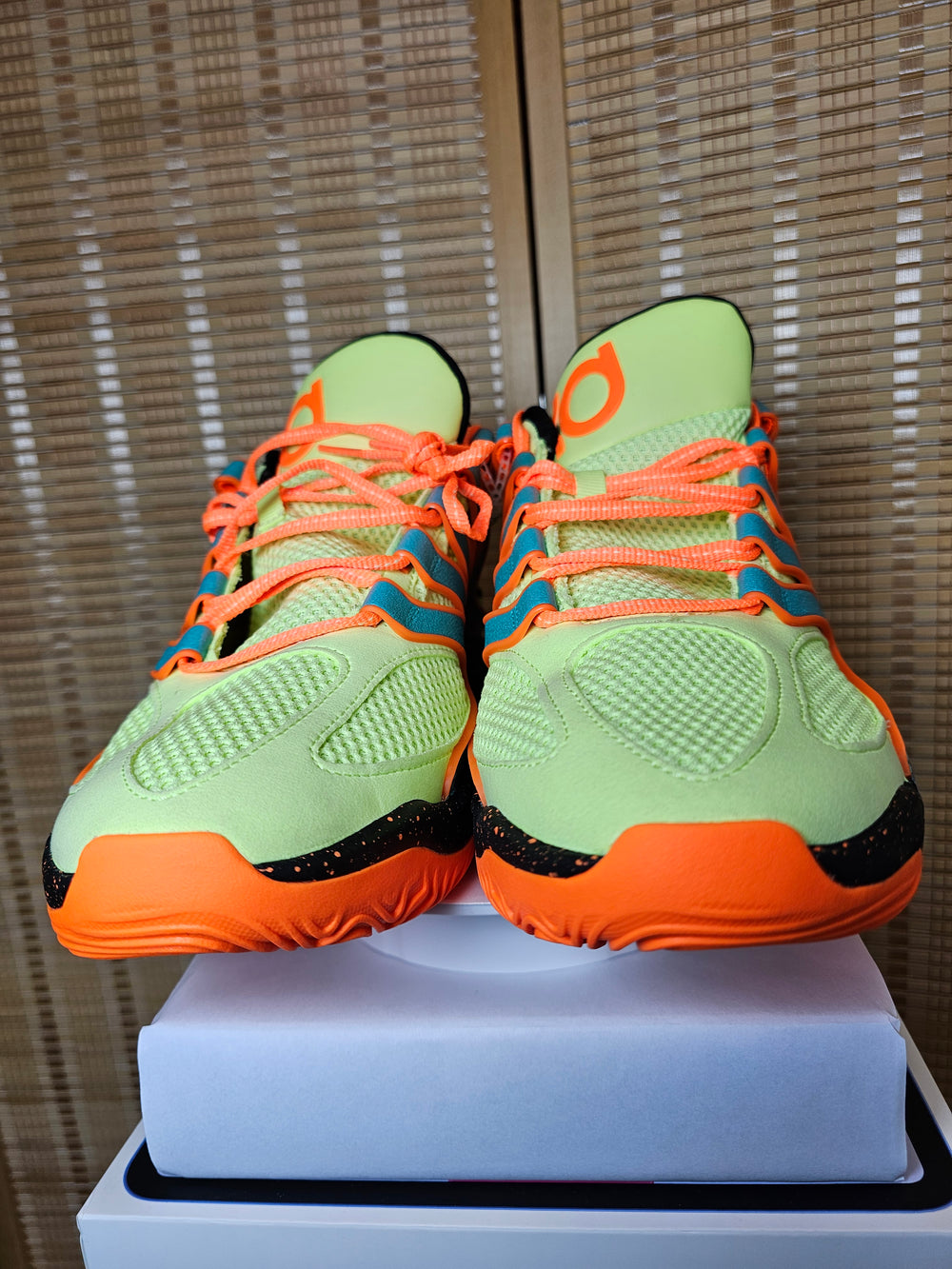 Nike KD 18 Easy Money Basketball Shoes Volt Orange Blue HV1993-301 Men 12