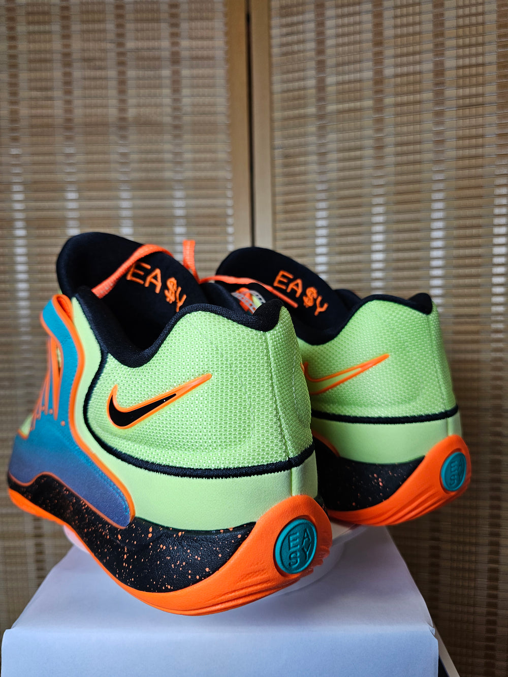 Nike KD 18 Easy Money Basketball Shoes Volt Orange Blue HV1993-301 Men 12