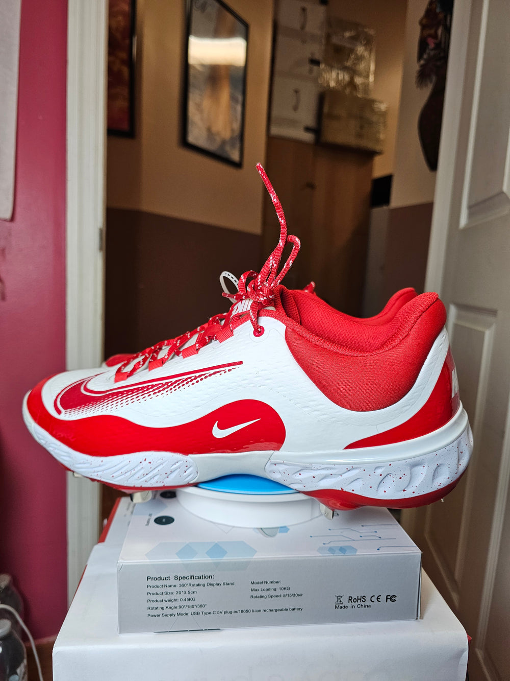 Nike Alpha Huarache Elite 4 Low Baseball Cleats Red White Men's 16 FD2745-109
