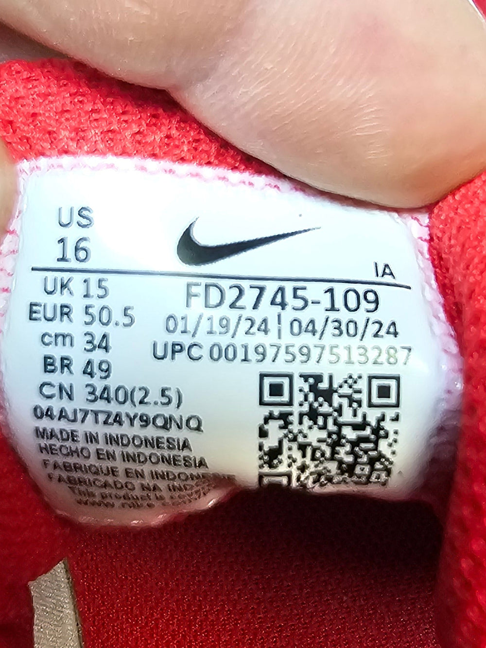 Nike Alpha Huarache Elite 4 Low Baseball Cleats Red White Men's 16 FD2745-109