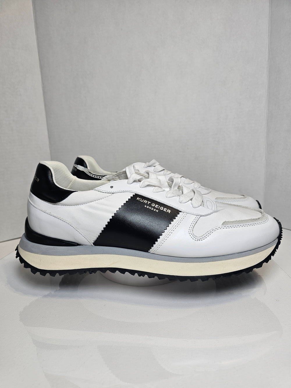 Kurt Geiger London Regan Sneakers Black White Leather Men's EU 42 UK 8 US 9