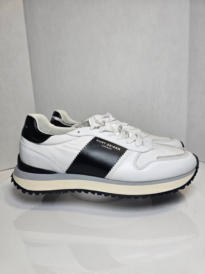 Kurt Geiger London Regan Sneakers Black White Leather Men's EU 42 UK 8 US 9