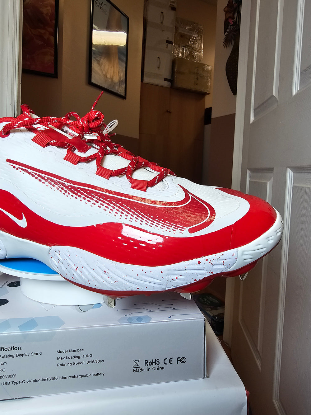 Nike Alpha Huarache Elite 4 Low Baseball Cleats Red White Men's 16 FD2745-109