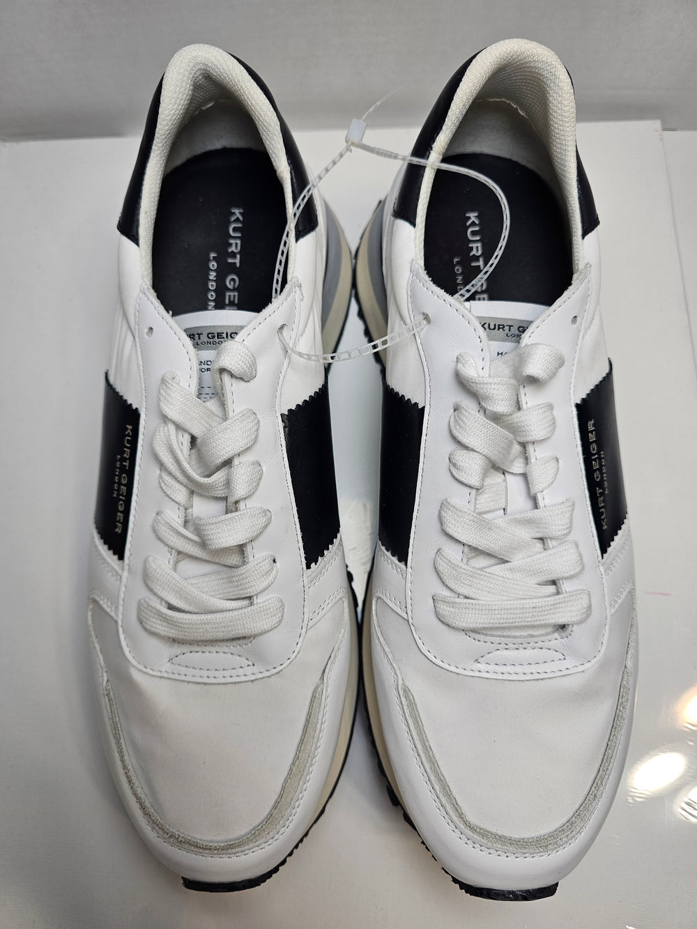 Kurt Geiger London Regan Sneakers Black White Leather Men's EU 42 UK 8 US 9