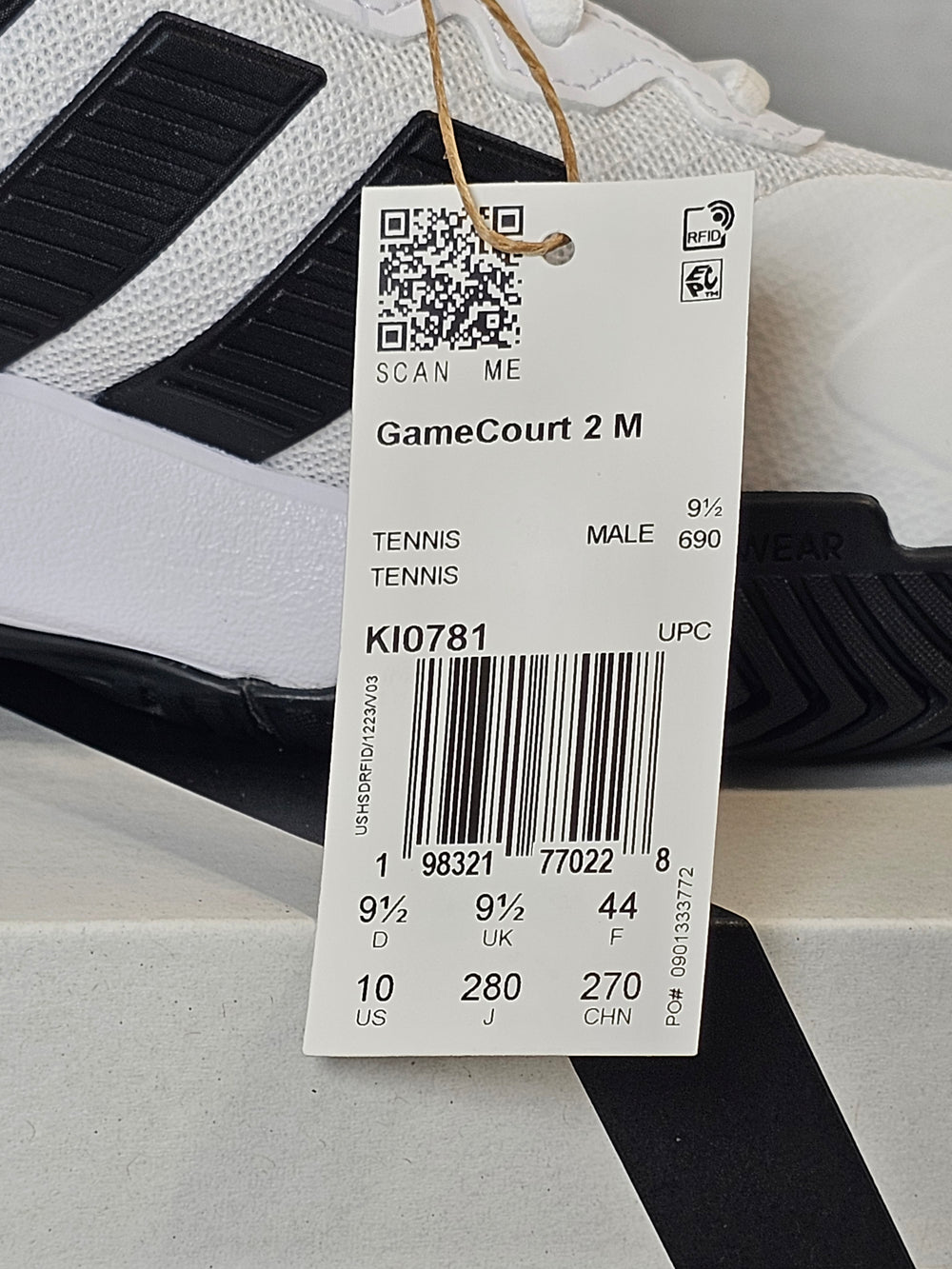 adidas GameCourt 2 M Men's Tennis Shoes Size 10 White Black KI0781 New