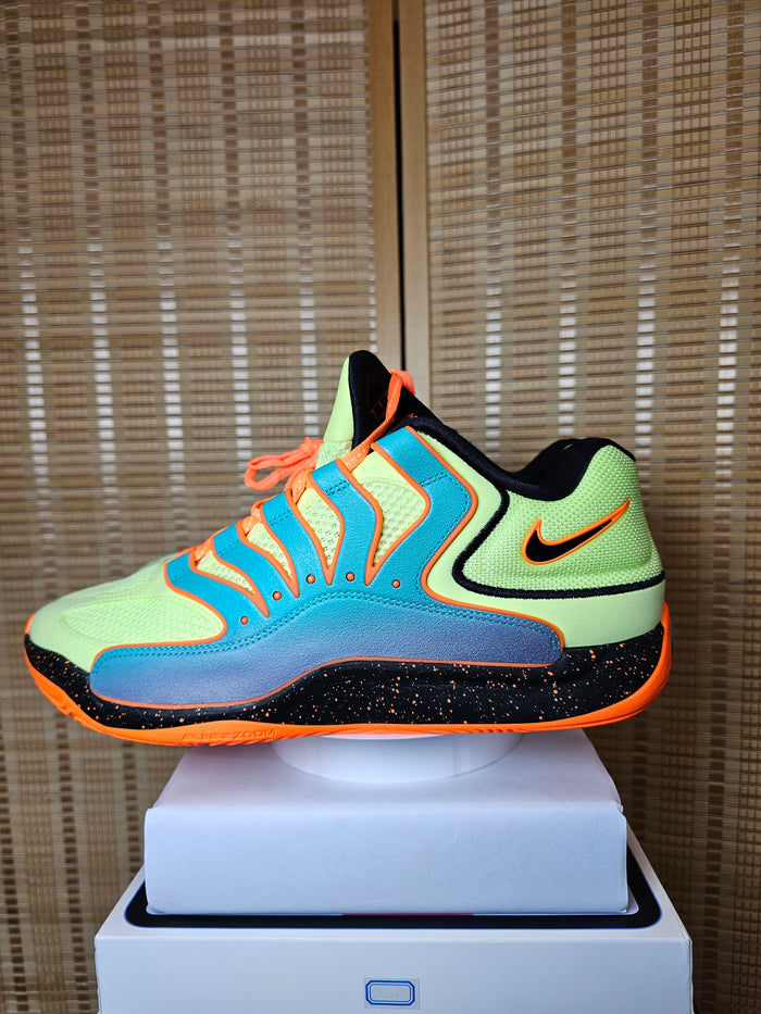 Nike KD 18 Easy Money Basketball Shoes Volt Orange Blue HV1993-301 Men 12