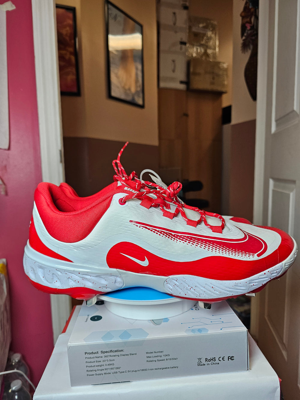 Nike Alpha Huarache Elite 4 Low Baseball Cleats Red White Men's 16 FD2745-109