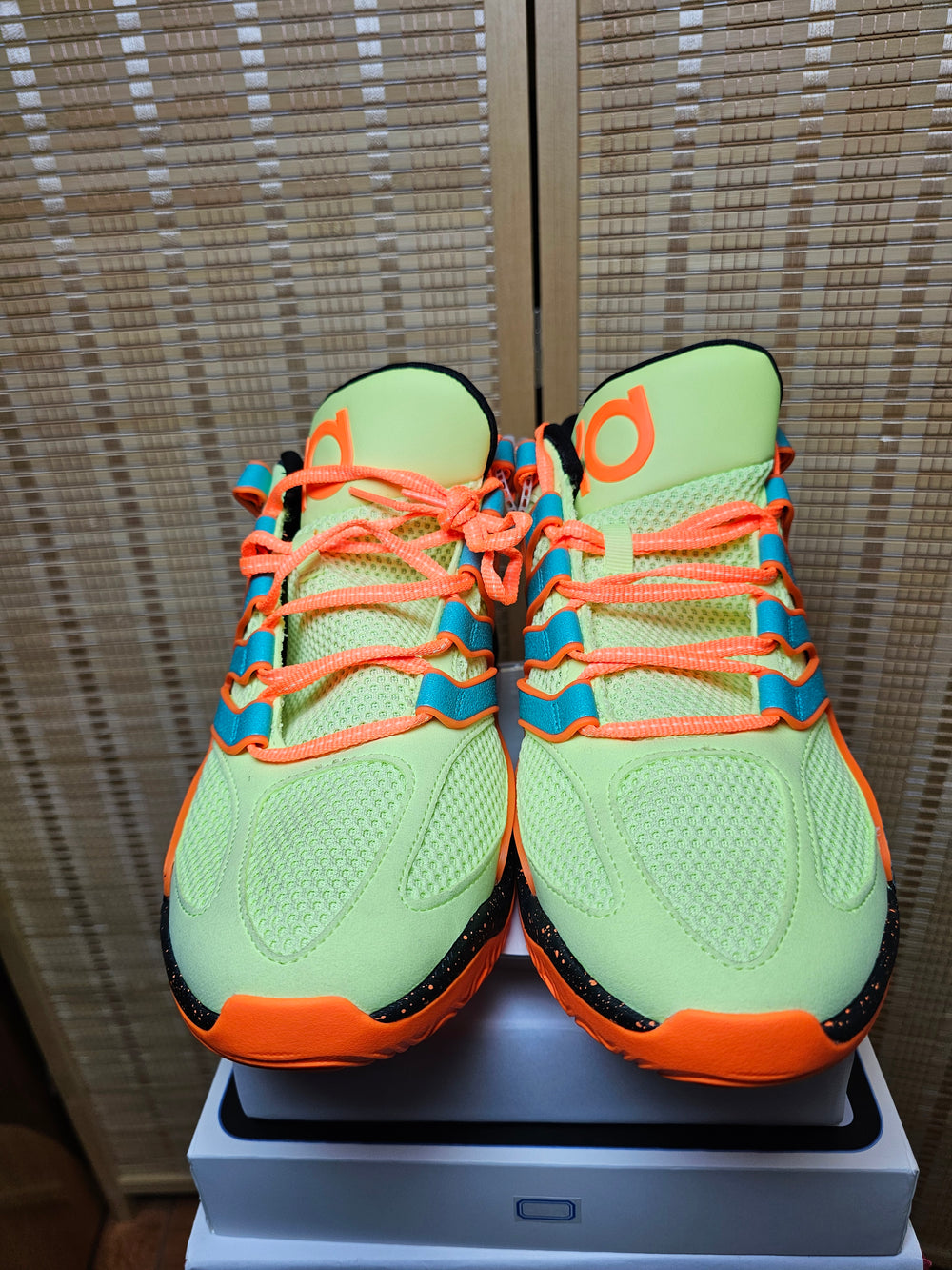 Nike KD 18 Easy Money Basketball Shoes Volt Orange Blue HV1993-301 Men 12