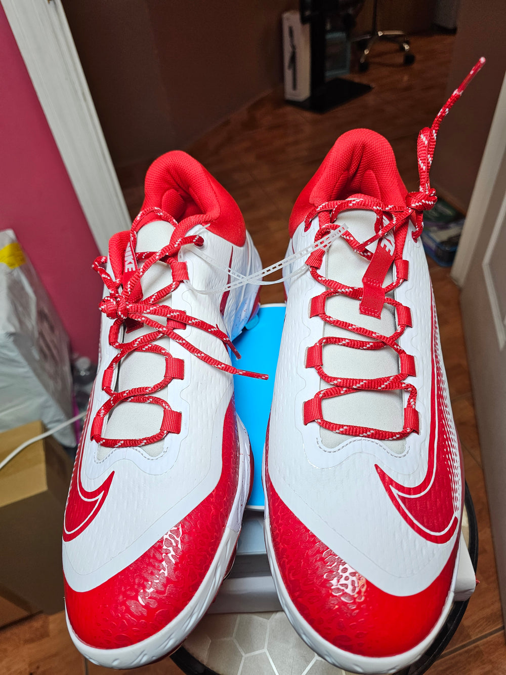 Nike Alpha Huarache Elite 4 Low Baseball Cleats Red White Men's 16 FD2745-109