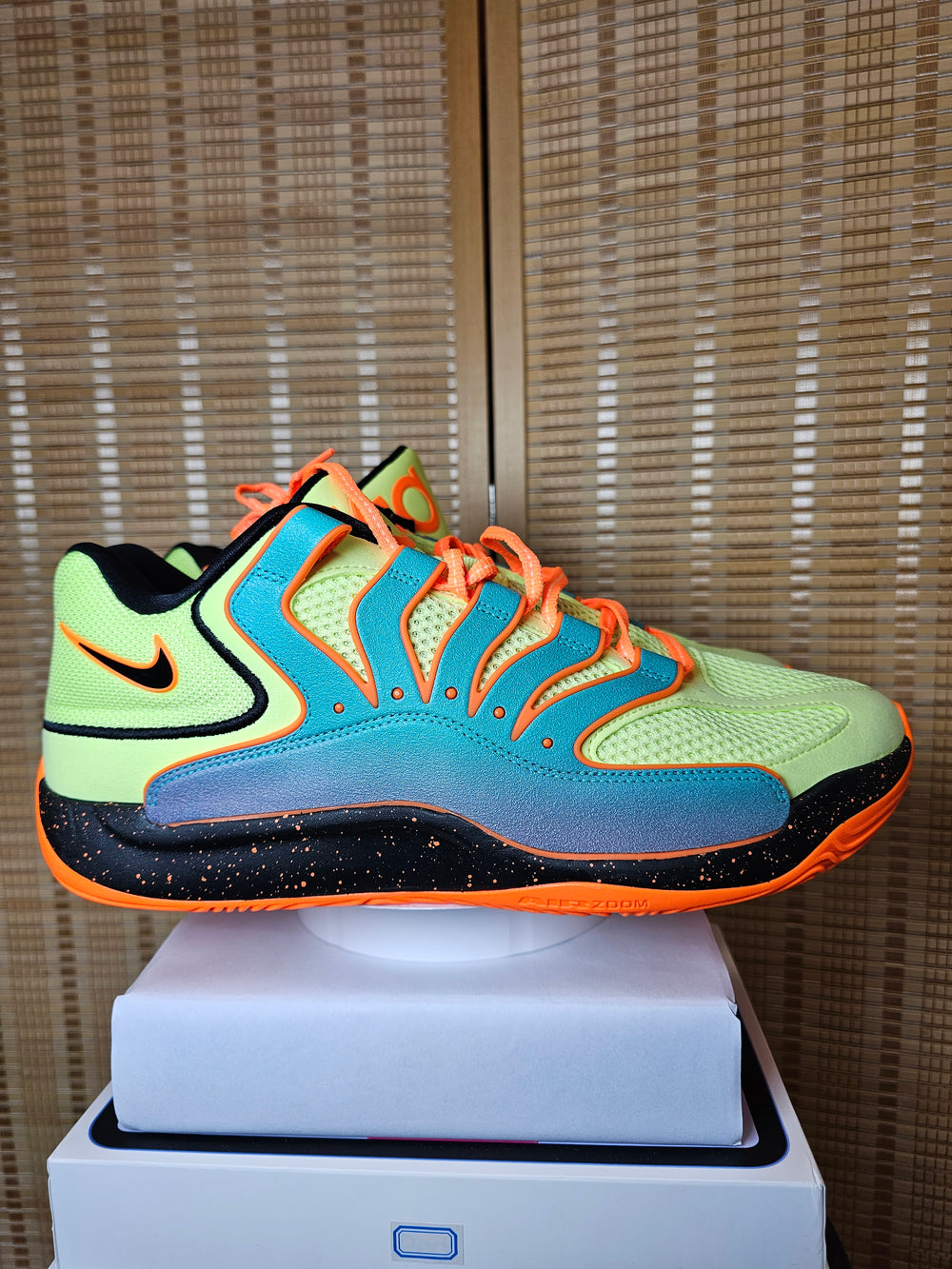 Nike KD 18 Easy Money Basketball Shoes Volt Orange Blue HV1993-301 Men 12